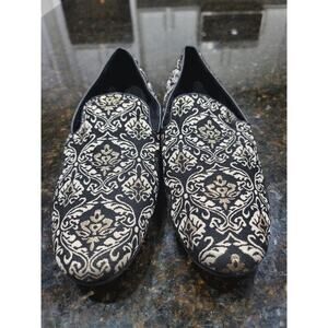 Giorgio Brutini Loafer Shoes Mens Size 11M Black Paisley Print Round Toe Slip On